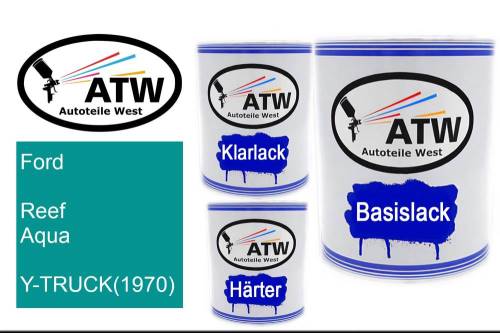 Ford, Reef Aqua, Y-TRUCK(1970): 1L Lackdose + 1L Klarlack + 500ml Härter - Set, von ATW Autoteile West.